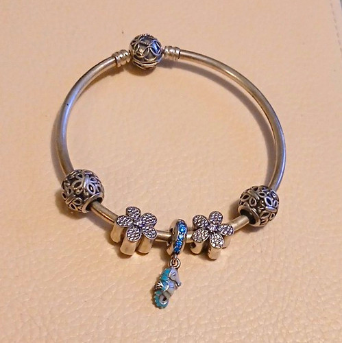 Pandora silver charm bangle - silver,