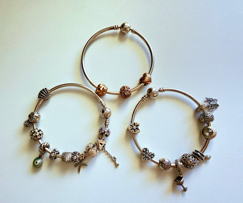 Lot pandora bangles with - lot, of