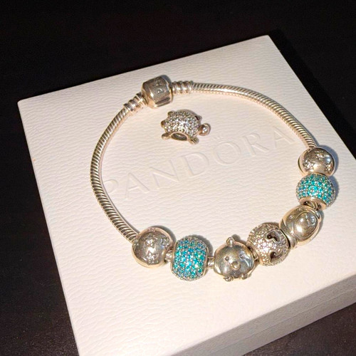 Pandora silver charm bracelet - silver,